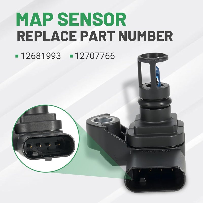 Rendrox Silver Spacer Kit + Intake Air Pressure and Temperature Sensor Fit for GMC Sierra Chevrolet Silverado 2500HD 3500HD 6.6L Diesel Engine 2017-2024 Replace 12681993 Manifold Pressure (MAP) Sensor - Image 3
